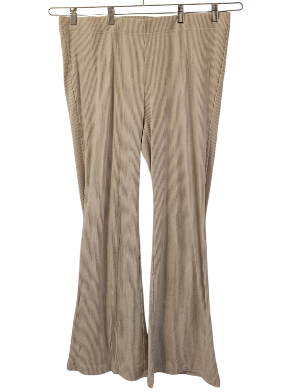 Beige Old Navy Women's High-Waist Fashion Ribbed Flare Leggings